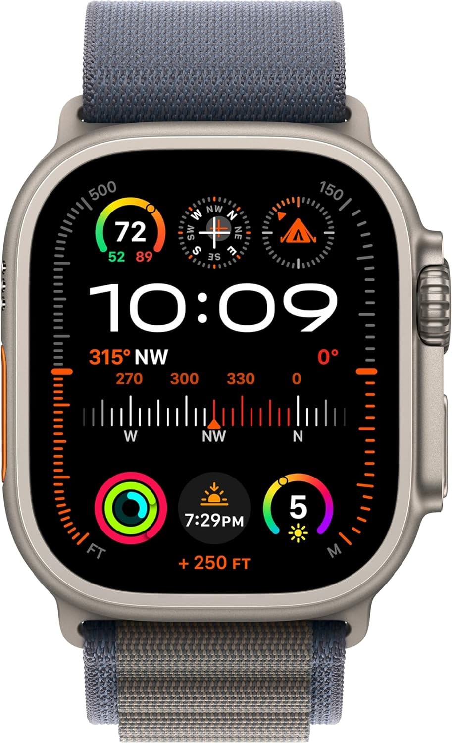 Apple Watch Ultra 2 [GPS + Cellular 49mm] Smartwatch with Rugged Titanium Case & Blue Alpine Loop Medium. Fitness Tracker, Precision GPS, Action Button, Extra-Long Battery Life, Carbon Neutral