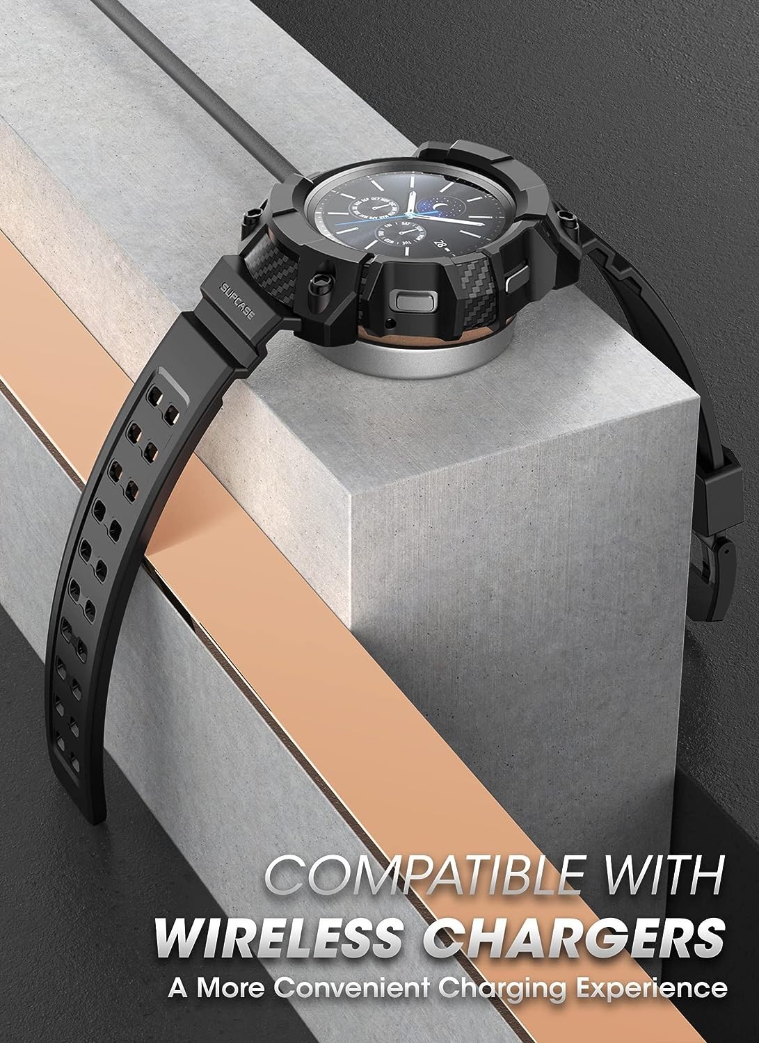 SUPCASE [Unicorn Beetle Pro] Series Case for Galaxy Watch 4 Classic [42mm] 2021 Release, Rugged Protective Case with Strap Bands (Black)