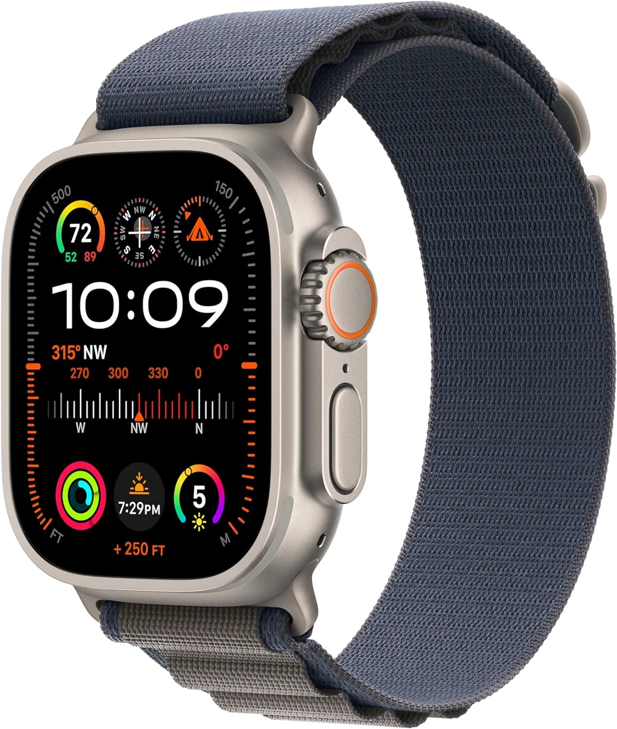 Apple Watch Ultra 2 [GPS + Cellular 49mm] Smartwatch with Rugged Titanium Case & Blue Alpine Loop Medium. Fitness Tracker, Precision GPS, Action Button, Extra-Long Battery Life, Carbon Neutral