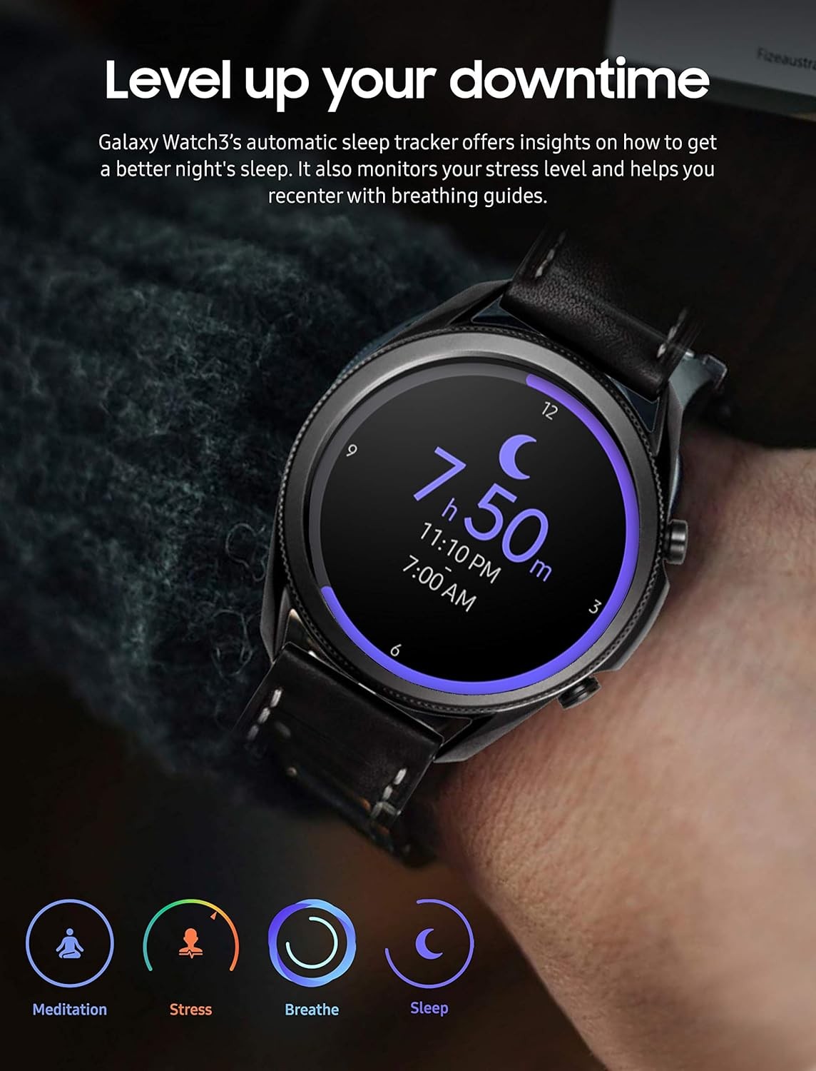 SAMSUNG Galaxy Watch 3 (45mm, GPS, Bluetooth) Smart Watch with Advanced Health Monitoring, Fitness Tracking, and Long lasting Battery - Mystic Black (US Version)