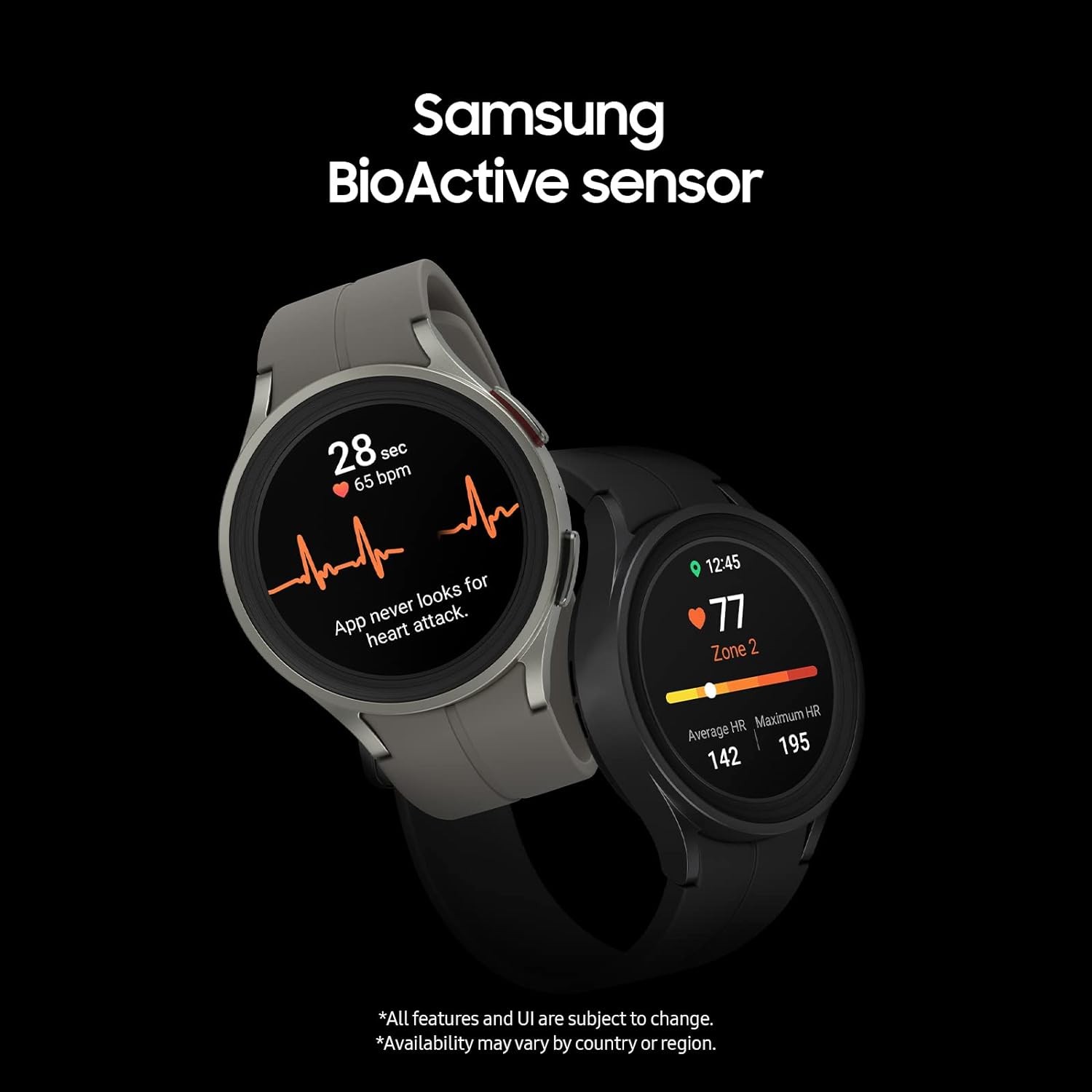 SAMSUNG Galaxy Watch 5 Pro 45mm Bluetooth Smartwatch, Body, Health, Fitness, Sleep, Heart Rate Tracker, Improved Battery, Sapphire Crystal Glass, GPS Route Tracking, Titanium Frame, US Version, Black