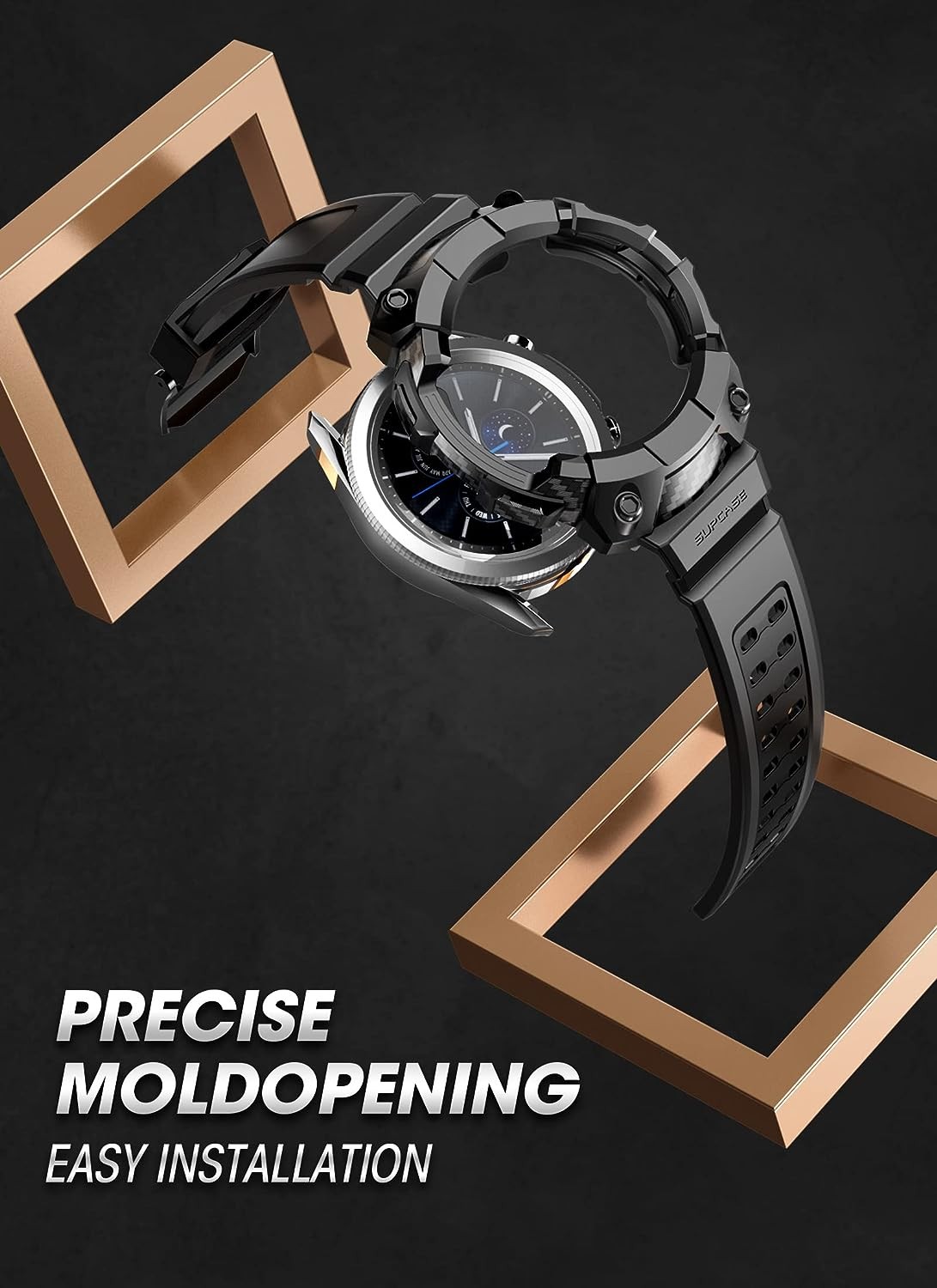 SUPCASE [Unicorn Beetle Pro] Series Case for Galaxy Watch 4 Classic [42mm] 2021 Release, Rugged Protective Case with Strap Bands (Black)