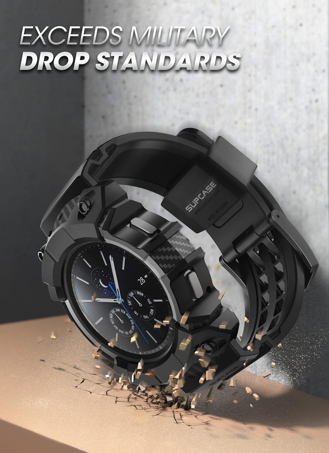 SUPCASE [Unicorn Beetle Pro] Series Case for Galaxy Watch 4 Classic [42mm] 2021 Release, Rugged Protective Case with Strap Bands (Black)